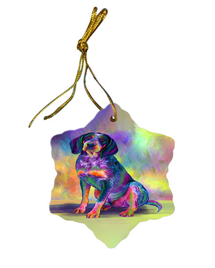 Paradise Wave Bluetick Coon Hound Dog Star Porcelain Ornament SPOR57051