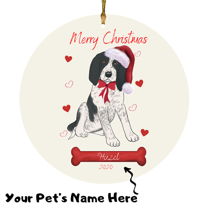 Personalized Merry Christmas  Bluetick Coonhound Dog Christmas Tree Round Flat Ornament RBPOR58923