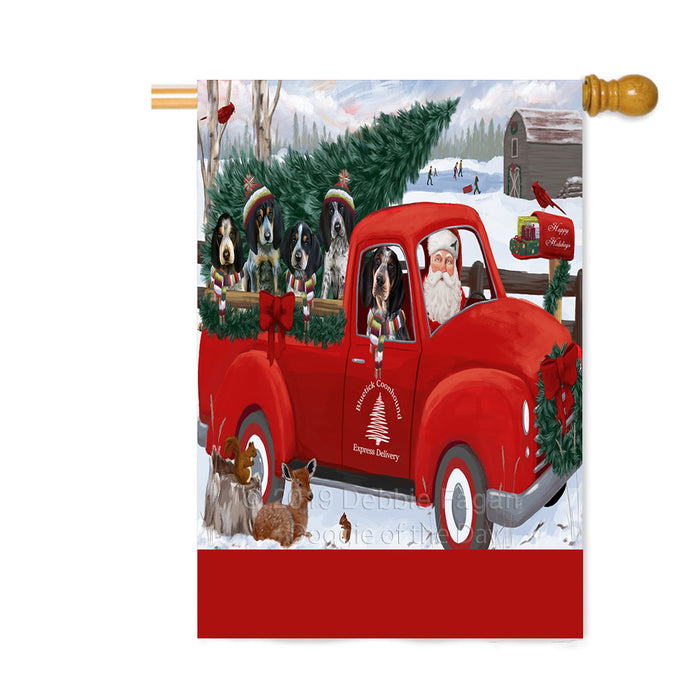Personalized Christmas Santa Red Truck Express Delivery Bluetick Coonhound Dogs Custom House Flag FLG-DOTD-A57688