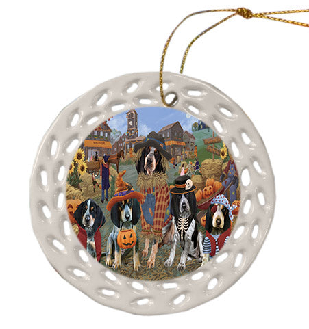 Halloween 'Round Town Bluetick Coonhound Dogs Ceramic Doily Ornament DPOR57477