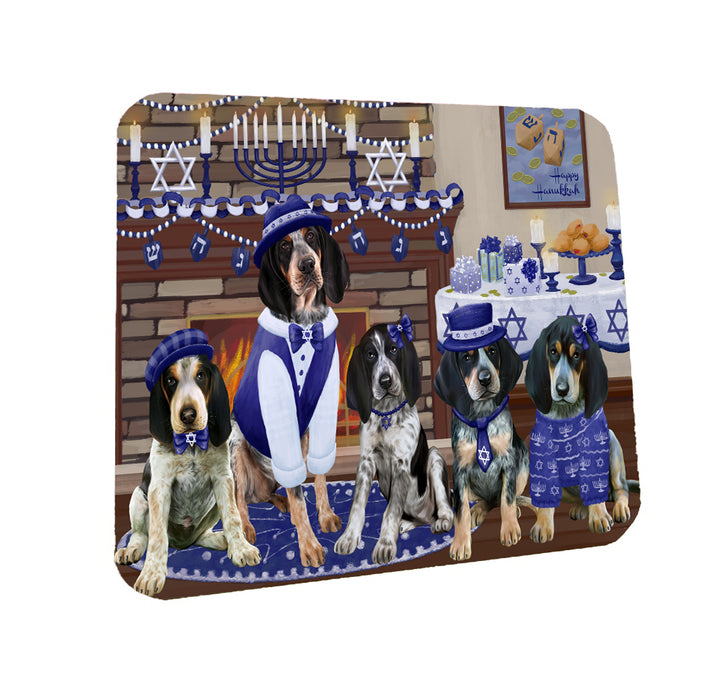 Happy Hanukkah Family Bluetick Coonhound Dogs Coasters Set of 4 CSTA57555