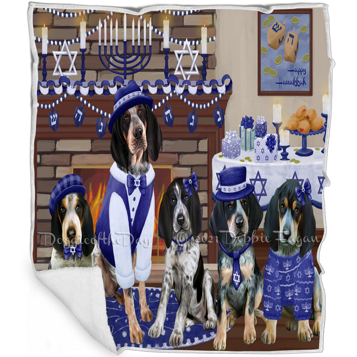 Happy Hanukkah Family and Happy Hanukkah Both Bluetick Coonhound Dogs Blanket BLNKT140357