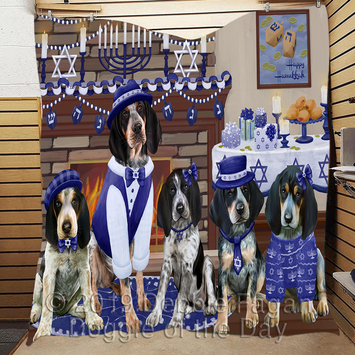 Happy Hanukkah Family and Happy Hanukkah Both Bluetick Coonhound Dogs Quilt