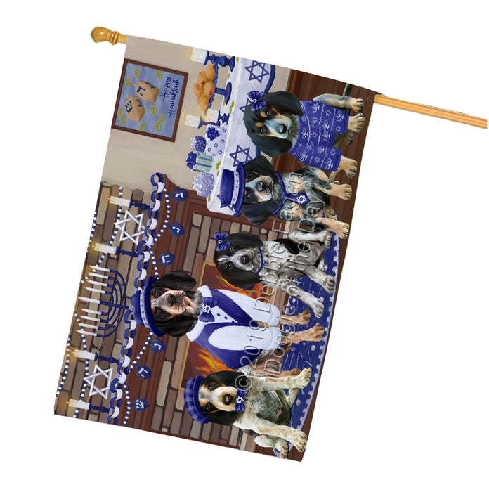 Happy Hanukkah Family Bluetick Coonhound Dogs House Flag FLG65811