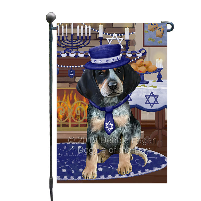 Happy Hanukkah Family and Happy Hanukkah Both Bluetick Coonhound Dog Garden Flag GFLG65699