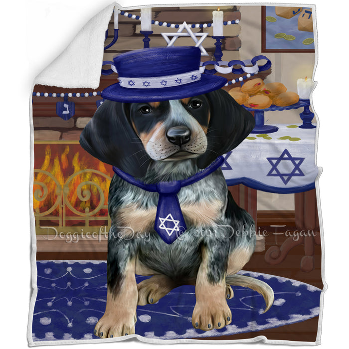 Happy Hanukkah Family and Happy Hanukkah Both Bluetick Coonhound Dog Blanket BLNKT139853