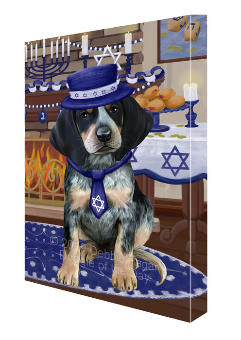 Happy Hanukkah Family and Happy Hanukkah Both Bluetick Coonhound Dog Canvas Print Wall Art Décor CVS140480