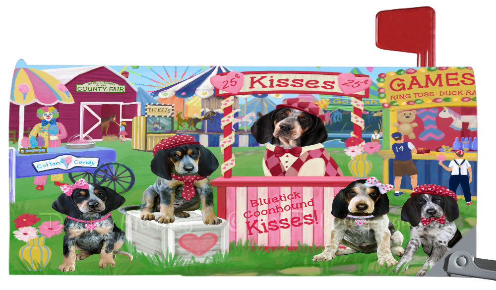 Carnival Kissing Booth Bluetick Coonhound Dogs Magnetic Mailbox Cover Both Sides Pet Theme Printed Decorative Letter Box Wrap Case Postbox Thick Magnetic Vinyl Material
