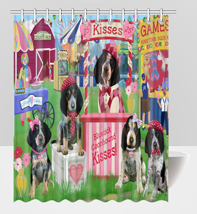 Carnival Kissing Booth Bluetick Coonhound Dogs Shower Curtain