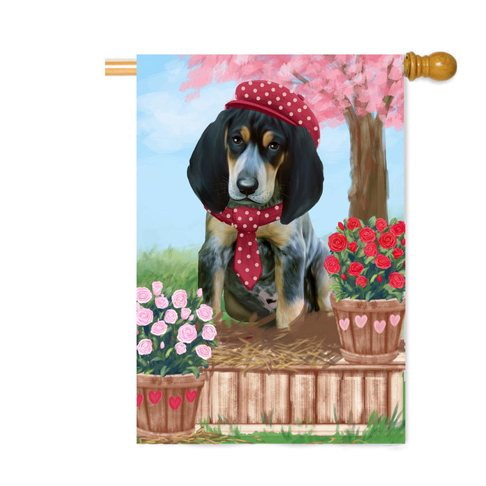 Personalized Rosie 25 Cent Kisses Bluetick Coonhound Dog Custom House Flag FLG64806