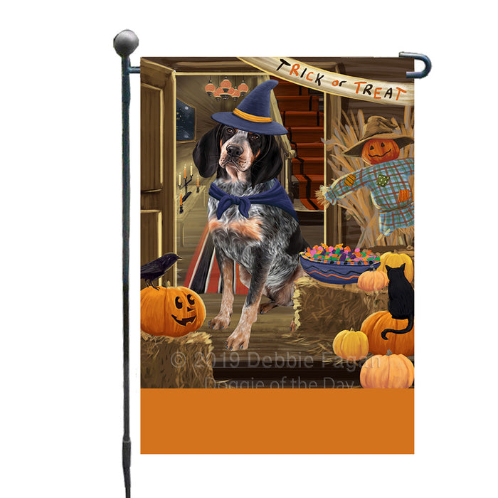 Personalized Enter at Own Risk Trick or Treat Halloween Bluetick Coonhound Dog Custom Garden Flags GFLG-DOTD-A59481