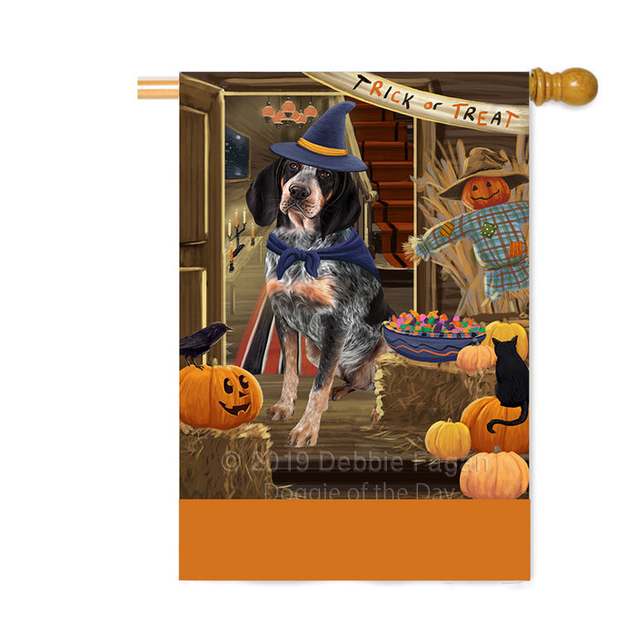 Personalized Enter at Own Risk Trick or Treat Halloween Bluetick Coonhound Dog Custom House Flag FLG-DOTD-A59537