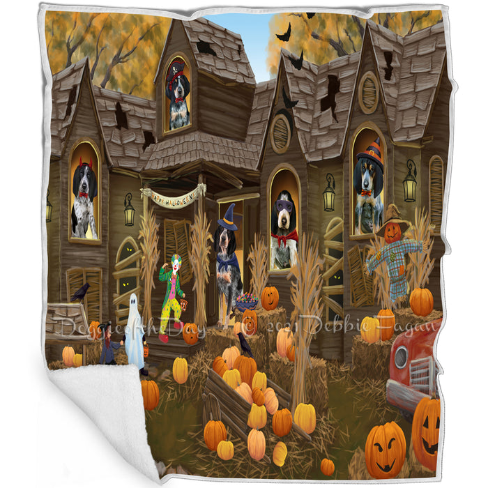 Haunted House Halloween Trick or Treat Bluetick Coonhounds Dog Blanket BLNKT92964