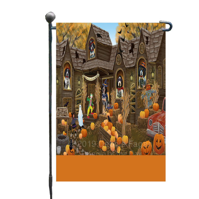 Personalized Haunted House Trick or Treat Halloween Bluetick Coonhound Dogs Custom Garden Flags GFLG-DOTD-A59482