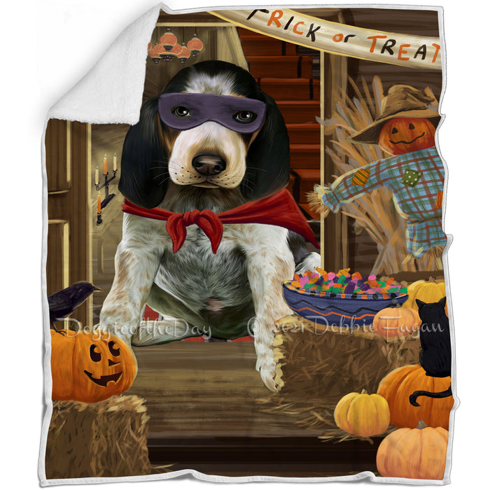 Enter at Own Risk Trick or Treat Halloween Bluetick Coonhound Dog Blanket BLNKT94566