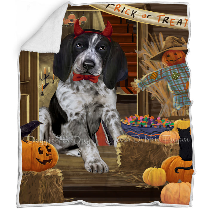 Enter at Own Risk Trick or Treat Halloween Bluetick Coonhound Dog Blanket BLNKT94584
