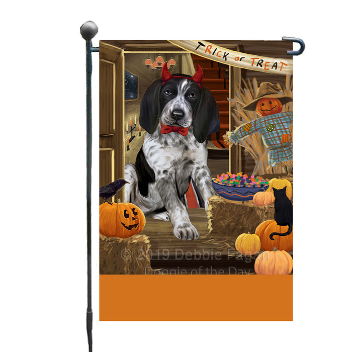 Personalized Enter at Own Risk Trick or Treat Halloween Bluetick Coonhound Dog Custom Garden Flags GFLG-DOTD-A59483