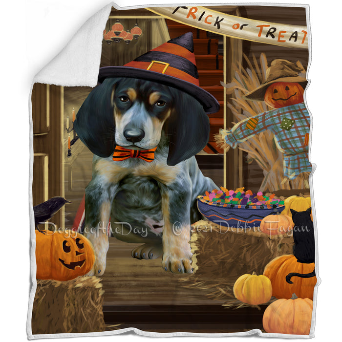 Enter at Own Risk Trick or Treat Halloween Bluetick Coonhound Dog Blanket BLNKT94593
