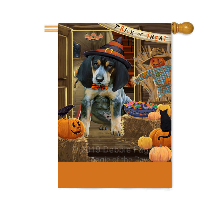 Personalized Enter at Own Risk Trick or Treat Halloween Bluetick Coonhound Dog Custom House Flag FLG-DOTD-A59540