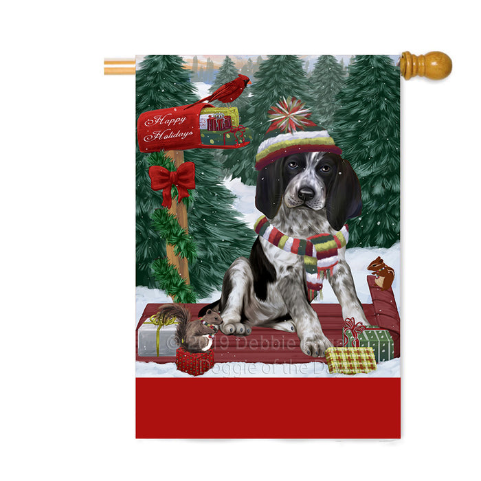Personalized Merry Christmas Woodland Sled Bluetick Coonhound Dog Custom House Flag FLG-DOTD-A61571