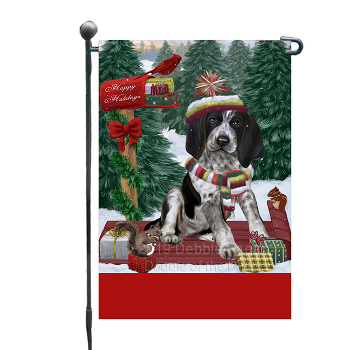 Personalized Merry Christmas Woodland Sled  Bluetick Coonhound Dog Custom Garden Flags GFLG-DOTD-A61515