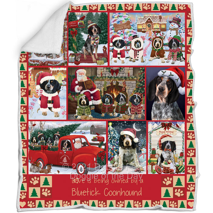 Love is Being Owned Christmas Bluetick Coonhound Dogs Blanket BLNKT143448