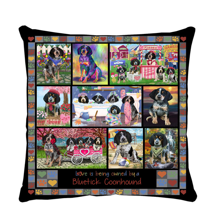Love is Being Owned Bluetick Coonhound Dog Grey Pillow PIL84672