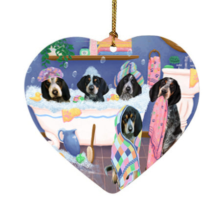 Rub A Dub Dogs In A Tub Bluetick Coonhounds Dog Heart Christmas Ornament HPOR57125