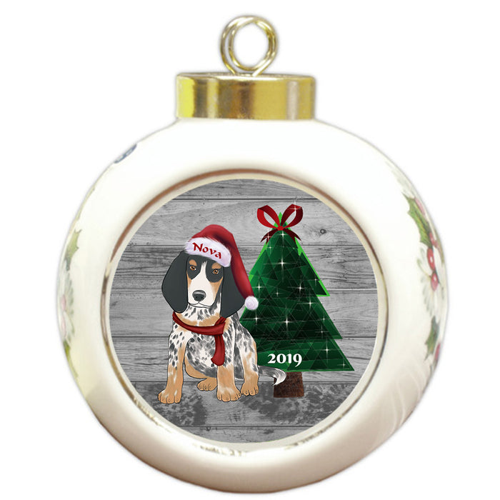 Custom Personalized Bluetick Coonhound Dog Glassy Classy Christmas Round Ball Ornament