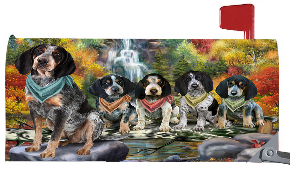 Scenic Waterfall Bluetick Coonhound Dogs Magnetic Mailbox Cover MBC48711