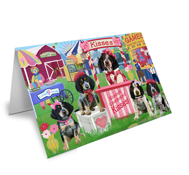 Carnival Kissing Booth Bluetick Coonhounds Dog Handmade Artwork Assorted Pets Greeting Cards and Note Cards with Envelopes for All Occasions and Holiday Seasons GCD72203