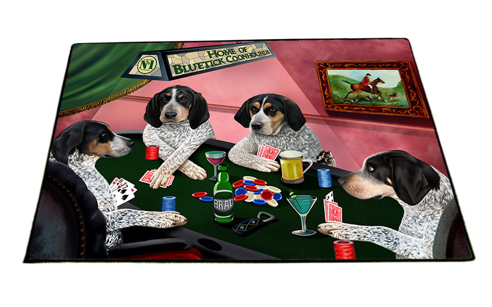 Home of Bluetick Coonhound 4 Dogs Playing Poker Floormat FLMS54571