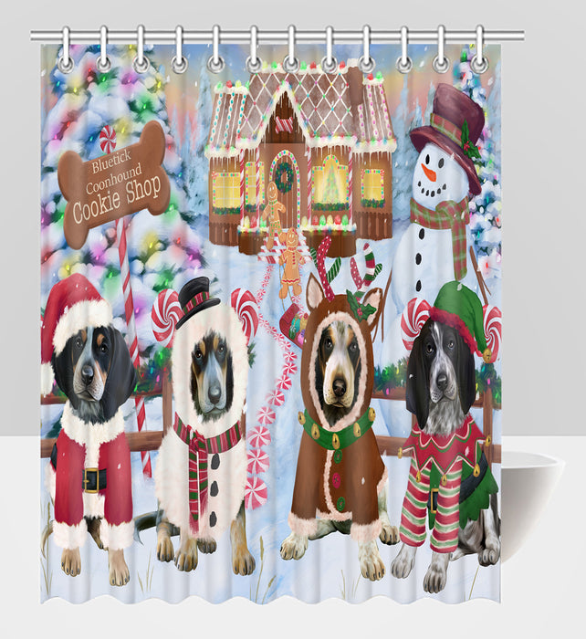 Holiday Gingerbread Cookie Bluetick Coonhound Dogs Shower Curtain