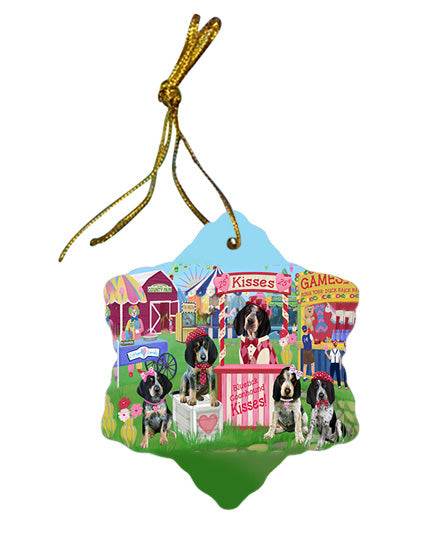 Carnival Kissing Booth Bluetick Coonhounds Dog Star Porcelain Ornament SPOR56252