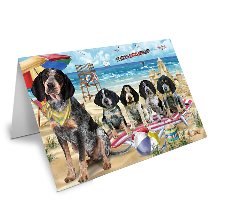 Pet Friendly Beach Bluetick Coonhounds Dog Handmade Artwork Assorted Pets Greeting Cards and Note Cards with Envelopes for All Occasions and Holiday Seasons GCD54023