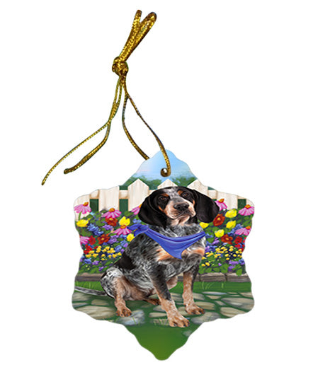 Spring Floral Bluetick Coonhound Dog Star Porcelain Ornament SPOR49787