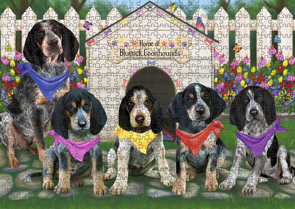 Spring Dog House Bluetick Coonhounds Dog Puzzle with Photo Tin PUZL53094