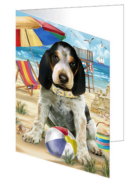 Pet Friendly Beach Bluetick Coonhound Dog Handmade Artwork Assorted Pets Greeting Cards and Note Cards with Envelopes for All Occasions and Holiday Seasons GCD54026