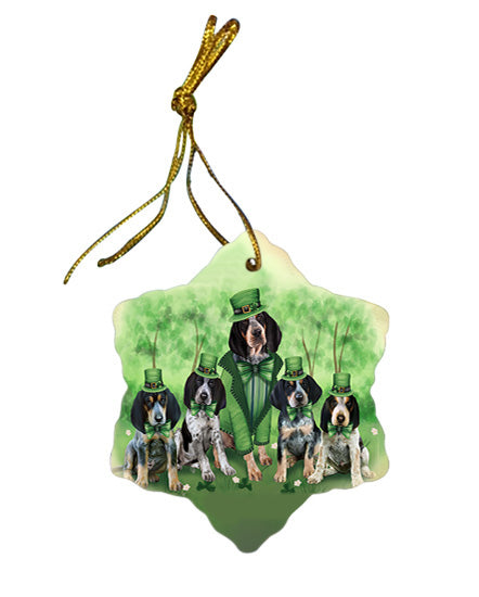 St. Patricks Day Irish Family Portrait Bluetick Coonhounds Dog Star Porcelain Ornament SPOR49320