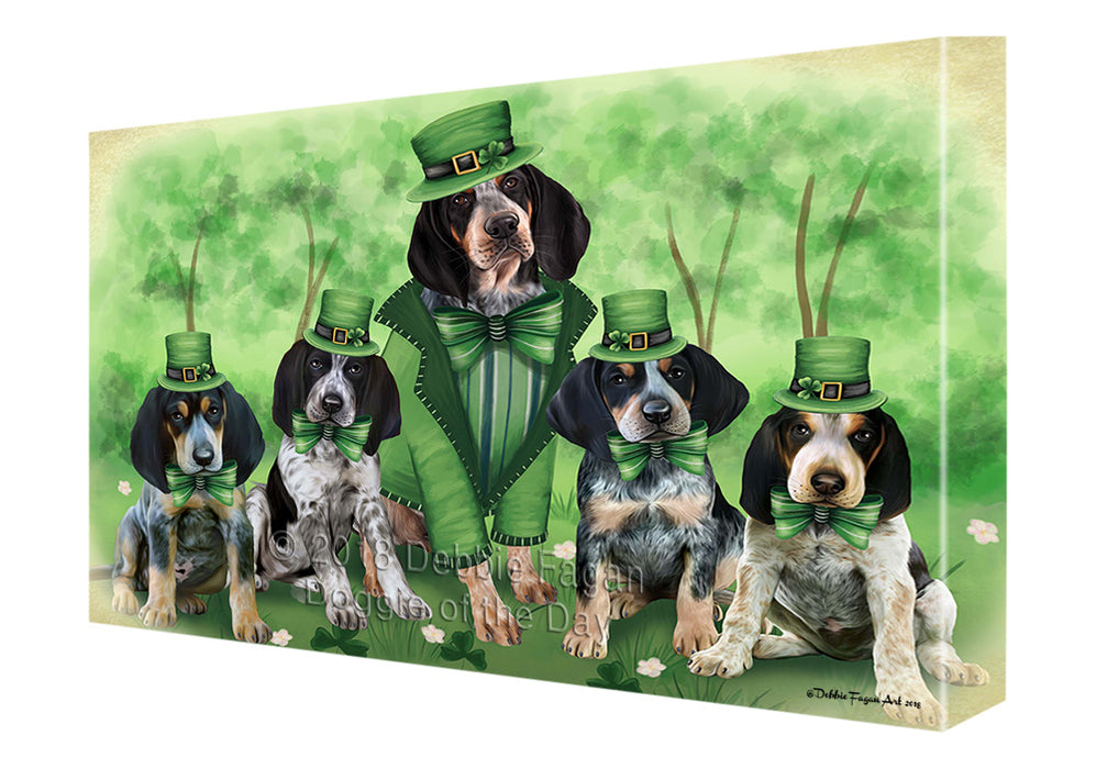 St. Patricks Day Irish Family Portrait Bluetick Coonhounds Dog Canvas Wall Art CVS58845