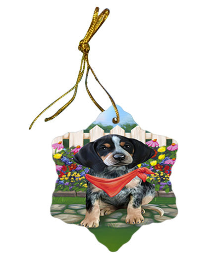 Spring Floral Bluetick Coonhound Dog Star Porcelain Ornament SPOR49789