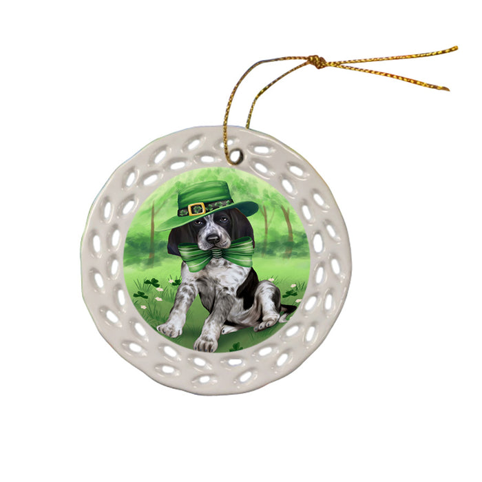 St. Patricks Day Irish Portrait Bluetick Coonhound Dog Ceramic Doily Ornament DPOR49329