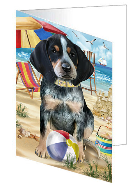 Pet Friendly Beach Bluetick Coonhound Dog Handmade Artwork Assorted Pets Greeting Cards and Note Cards with Envelopes for All Occasions and Holiday Seasons GCD54029