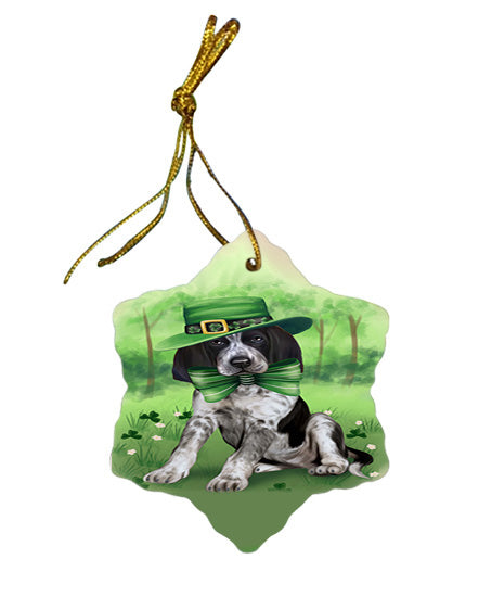 St. Patricks Day Irish Portrait Bluetick Coonhound Dog Star Porcelain Ornament SPOR49321