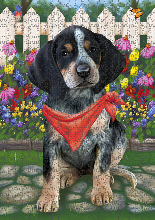 Spring Floral Bluetick Coonhound Dog Puzzle with Photo Tin PUZL53097