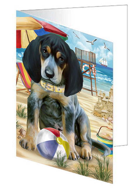 Pet Friendly Beach Bluetick Coonhound Dog Handmade Artwork Assorted Pets Greeting Cards and Note Cards with Envelopes for All Occasions and Holiday Seasons GCD54032