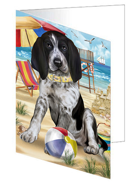 Pet Friendly Beach Bluetick Coonhound Dog Handmade Artwork Assorted Pets Greeting Cards and Note Cards with Envelopes for All Occasions and Holiday Seasons GCD54035