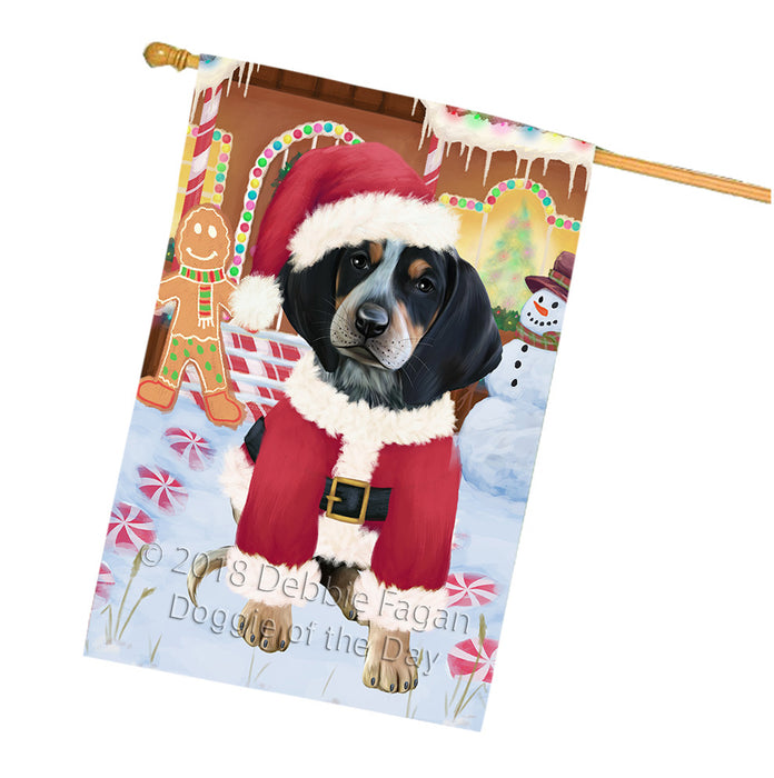 Christmas Gingerbread House Candyfest Bluetick Coonhound Dog House Flag FLG56882