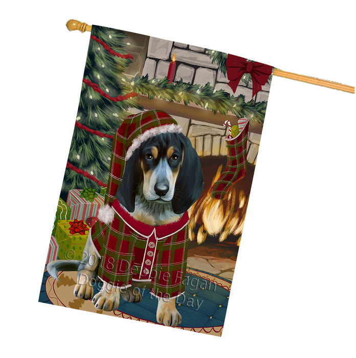 The Stocking was Hung Bluetick Coonhound Dog House Flag FLG55657
