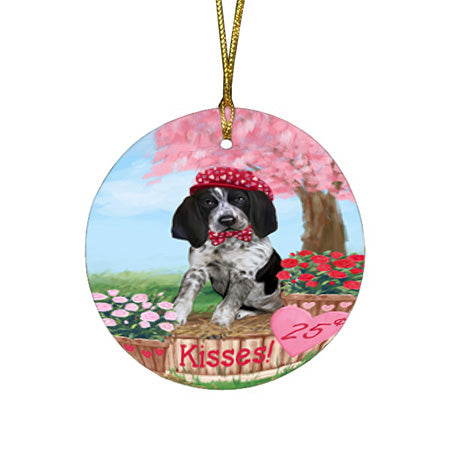 Rosie 25 Cent Kisses Bluetick Coonhound Dog Round Flat Christmas Ornament RFPOR56294